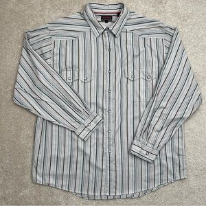 Wolverine Shirt Adult XL Striped Glass Snap Button Up South Western Style Men